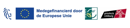 Logo Vlaanderen, Medegefinancierd door de Europese Unie, Leader, provincie Limburg